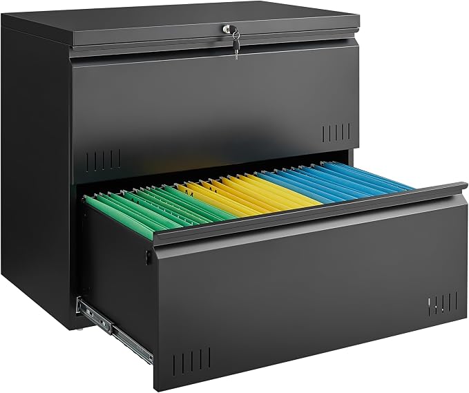 Metal File Cabinet with Lock, 2 Drawer Lateral File Cabinets by GUIZEEOPO