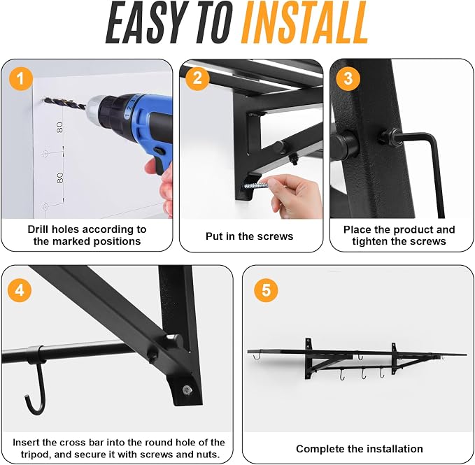 2-Pack 1X4 FT Garage Shelving Wall Mounted Holds Up to 800 Lbs Heavy Duty Wall - Image 4