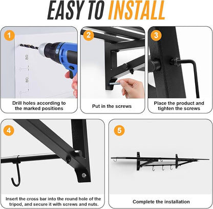 2-Pack 1X4 FT Garage Shelving Wall Mounted Holds Up to 800 Lbs Heavy Duty Wall - Image 4