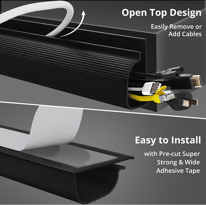 Cable Management Under Desk Self Adhesive Cable Raceways Channel - Image 7
