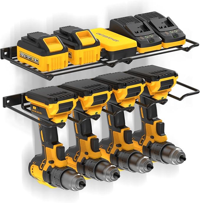 UNITEDPOWER Wall Mounted Drill Rack & Tool Shelf, Power Tool Organizer Holder - Image 6