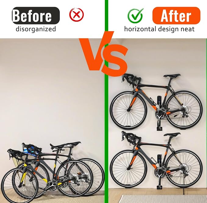 Bike Pedal Hanger Wall Mount, Heavy Duty Horizontal Bike Rack - Image 4