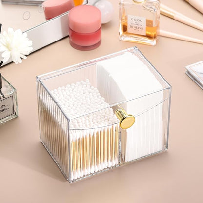 Tbestmax Qtip Holder Dispenser 2-Section Clear Bathroom Organizer 2 Grids - Image 5