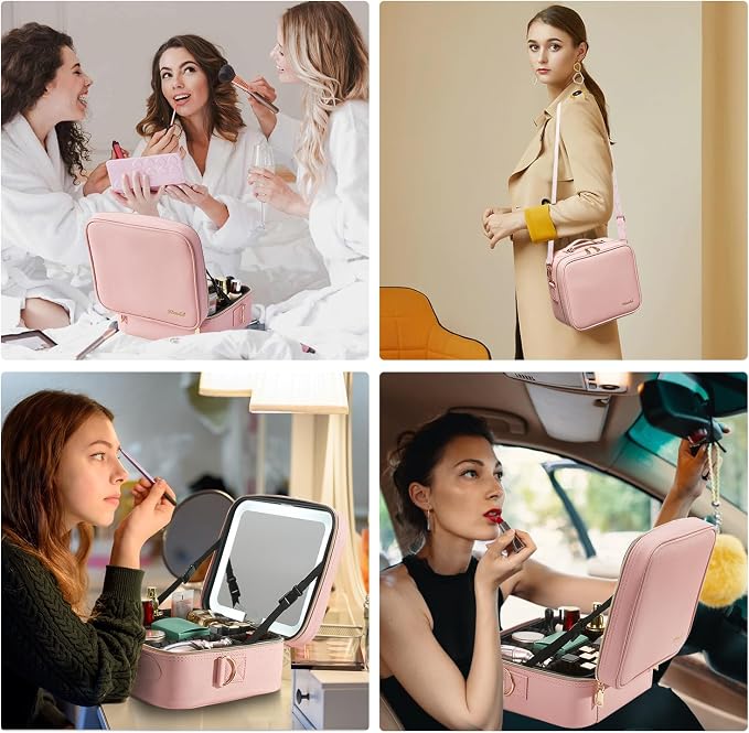 Mocado Travel Makeup Bag with LED Lighted Mirror, Travel Makeup Organizer - Image 6