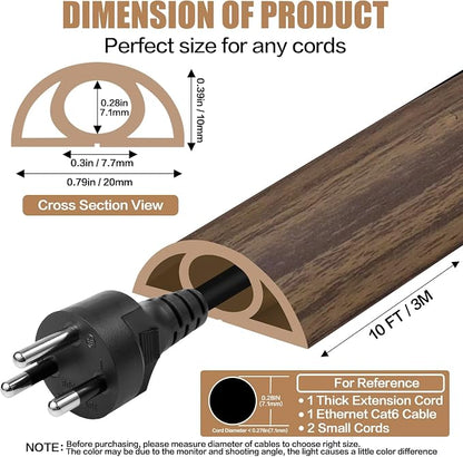 Floor Cord Cover Self Adhesive Cord Hider, 10FT Cable Management, Extension - Image 2