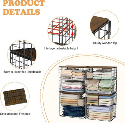 Huxitocan 4-Tier Stackable Closet Organizers and Storage Shelves, Closet - Image 3