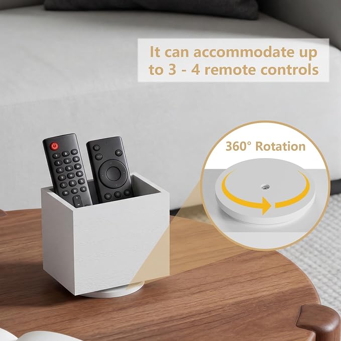 360° Rotating Remote Control Holder, Wooden TV Remote Holder - Image 3