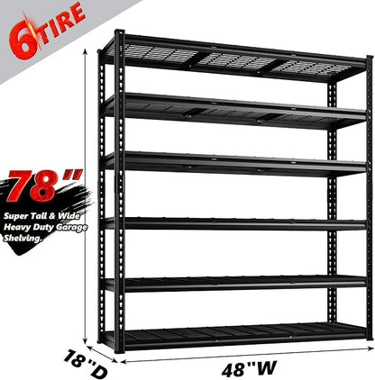 REIBII 3300LBS Garage Shelving 78" H Storage Shelves Heavy Duty 6-Tier - Image 2