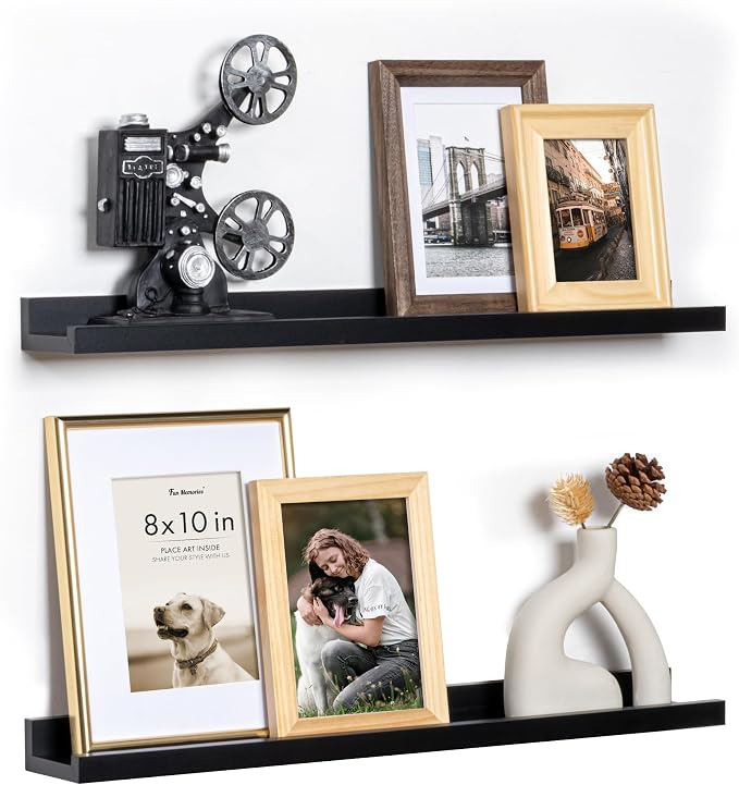 Fun Memories Picture Ledge Shelf, 24 Inch Floating Shelves Set of 2, Nursery by FunMemories