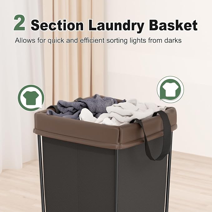 2PK Laundry Hamper with Wheels, Rolling Laundry Basket with Wheels Laundry - Image 3