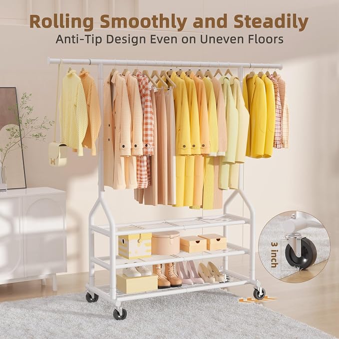 EAGMAK Heavy Duty Clothes Rack Load 688 LBS, Rolling Clothing Rack - Image 5