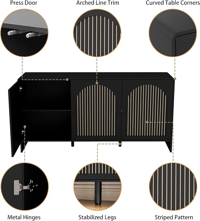 59" Sideboard Buffet Cabinet - Image 3