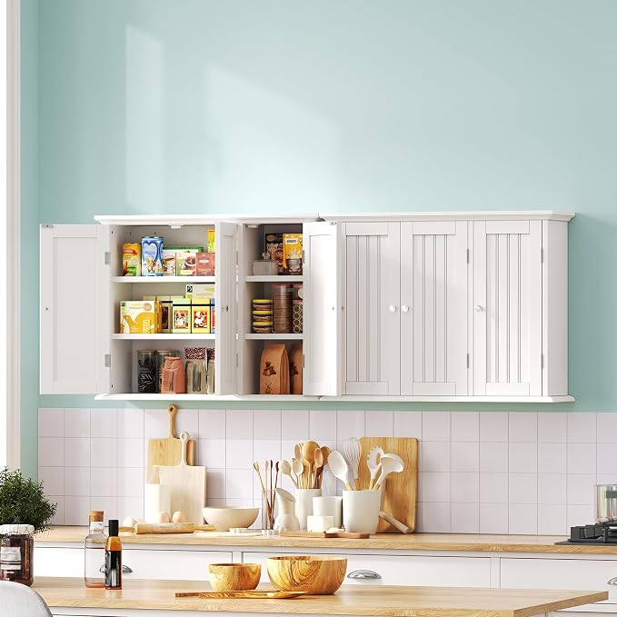 ChooChoo Laundry Cabinet with 3 Doors and Adjustable Shelves | 9.06"D x 31.1"W - Image 2