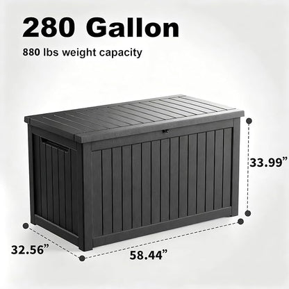 Vixzen 280 Gallon Large Outdoor Storage Box Waterproof, UV Resistant Resin Deck - Image 2