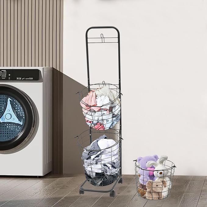 3 Tier Vertical Rolling Laundry Hamper - Image 8