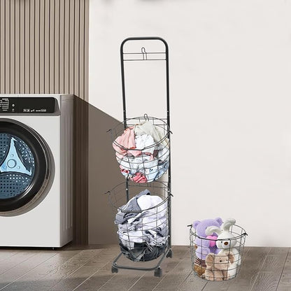 3 Tier Vertical Rolling Laundry Hamper - Image 8