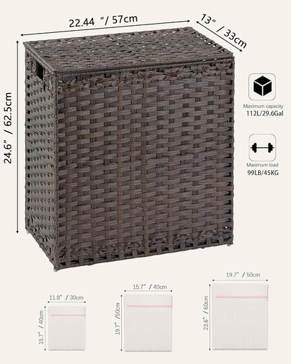 Laundry Hamper with Lid Wicker Laundry Basket 112 L Laundry Hampers Handwoven - Image 5