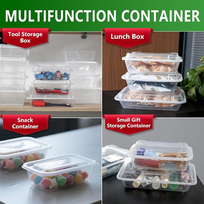 20 Pack 12oz Clear Meal Prep Containers Reusable Food Storage Containers - Image 6