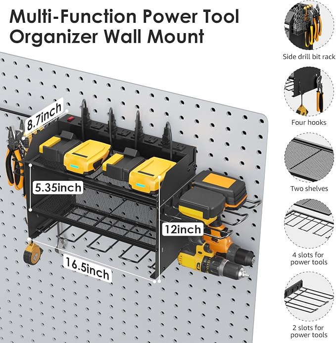 CCCEI Modular Power Tool Organizer Wall Mount Charging Station, Garage Drill - Image 5
