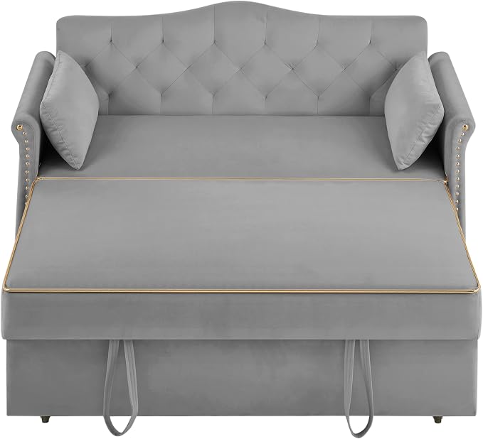 hansones 65'' 3-in-1 Folding Sofa Bed – Queen Size Pullout, Modern Chenille - Image 5