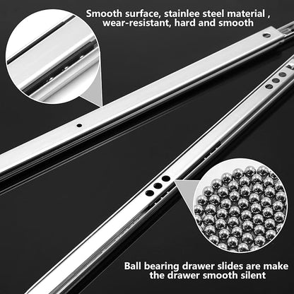 12 Inch Drawer Slides, 0.7" Wide, Ball Bearing, Two Way Slide Track Rail - Image 4