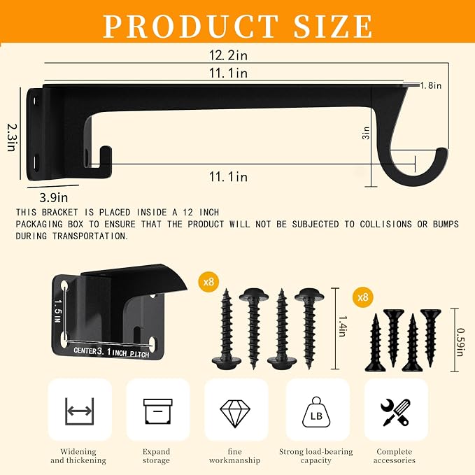 Closet Rod Support Bracket WYGWP Heavy Duty Closet Shelf Brackets Supports - Image 2