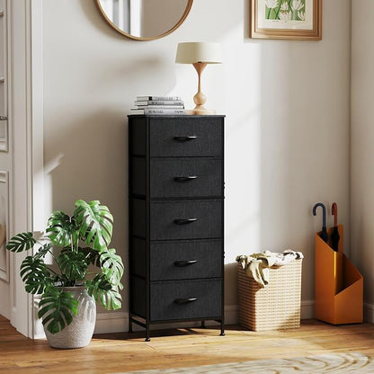 Sweetcrispy Black Storage Drawer Bedroom Dresser, Tall Dresser - Image 2