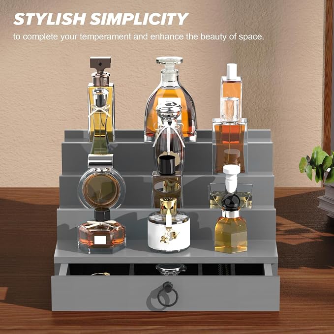 upcessory Cologne Organizer for Men, 4 Tier Black Wood Perfume Organizer - Image 8