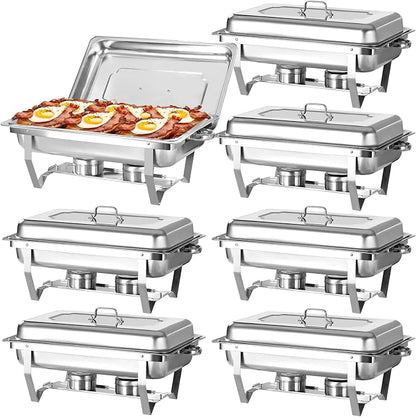 Chafing Dish Buffet Set, 8QT Stainless Steel Chafing Dishes by Unknown