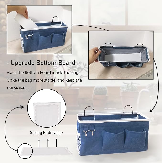 Kanrichu 3pcs Large Wall Hanging Organizer Bag, Linen Fabric Door Hanging - Image 3