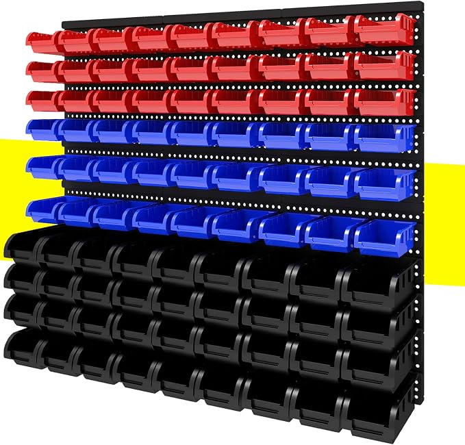 90Pcs Plastic Wall Mounted Storage Bins Parts Rack Nuts And Bolt Bins Organizer by Unknown