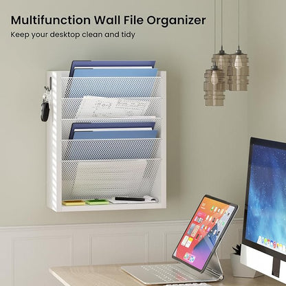 Mail Organizer Wall Mounted, 6-Slot Hanging File Organizer - Image 4