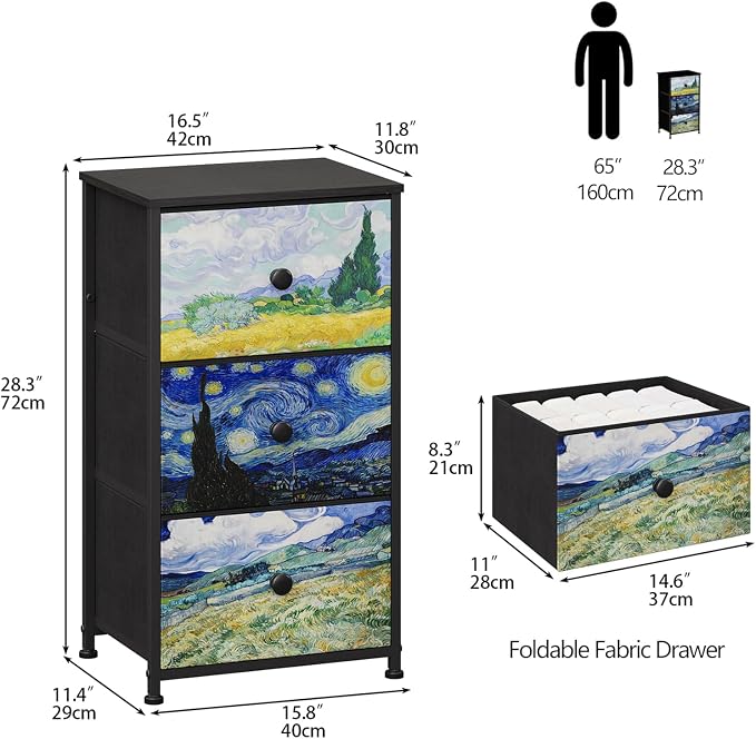Dresser with 3 Drawers Van Gogh Drawer Dresser - Image 3