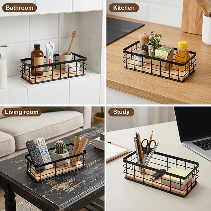 3 Pcs 10x4.13x2.87 Inches Small Wire Basket Set Metal Basket Wall Hanging - Image 7