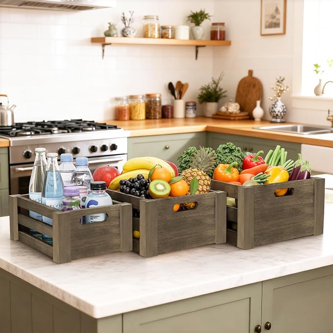 Lawei Set of 3 Wood Nesting Storage Crates - Image 7