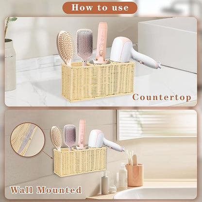 Hair Tool Organizer, Wall Mount Curling Iron Holder, Waterproof Wicker Hot - Image 4