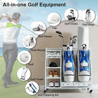 Lauren&Harold Golf Bag Organizer Garage Storage, Golf Storage Rack Stand Fits 2 - Image 5
