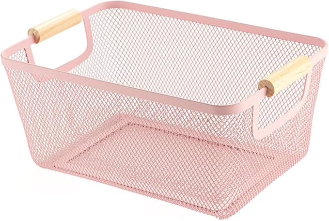 AJIODA Metal Mesh Steel Basket, Medium Wire Storage Organizer Basket by AJIODA