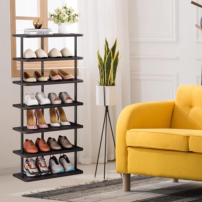 SORCEDAS Shoe Rack Vertical Shoe Shelf Narrow Tall Storage - Image 5