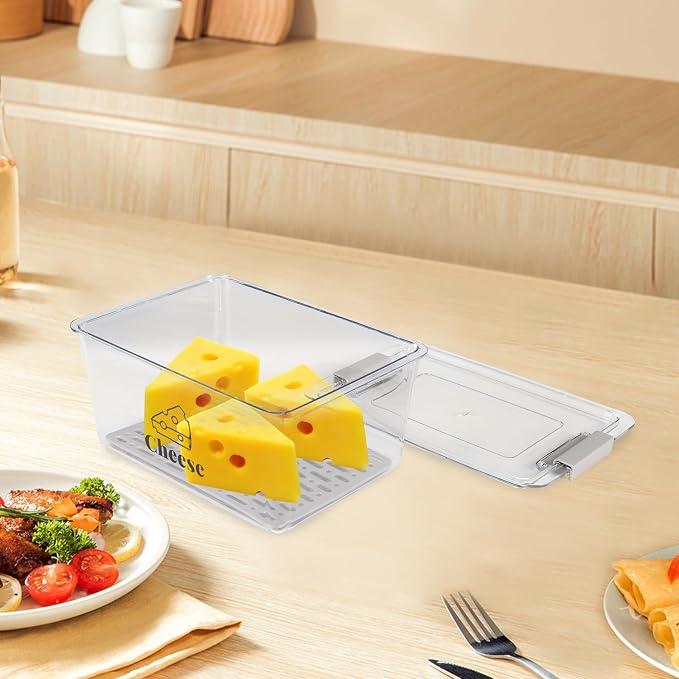 Cheese Container Airtight with Draining Basket Cream Cheese Sliced Cheeses Box - Image 7