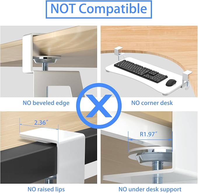 suptek Keyboard Tray Under Desk Pull Out - Image 5