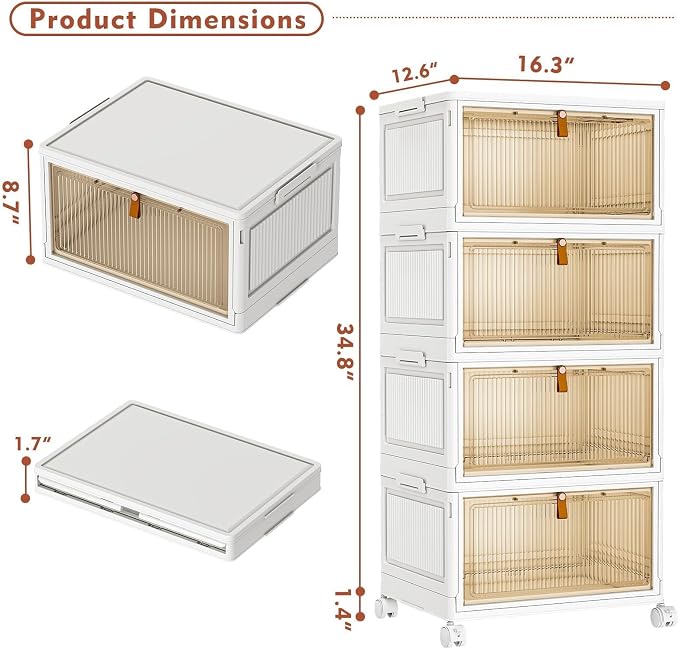 CTSNSLH 4 Tier Plastic Storage Bins - 28Qt Stackable with Lids - Image 2