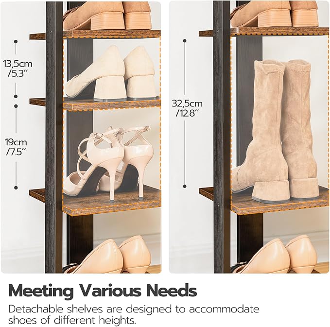 HOOBRO Vertical Shoe Rack for Front Door Entryway, 7 Tier Wooden Shoe Storage - Image 3