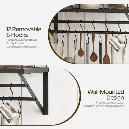 Wall Mounted Pot Rack, 23.8 Inch Pot and Pan Organizer - Image 4