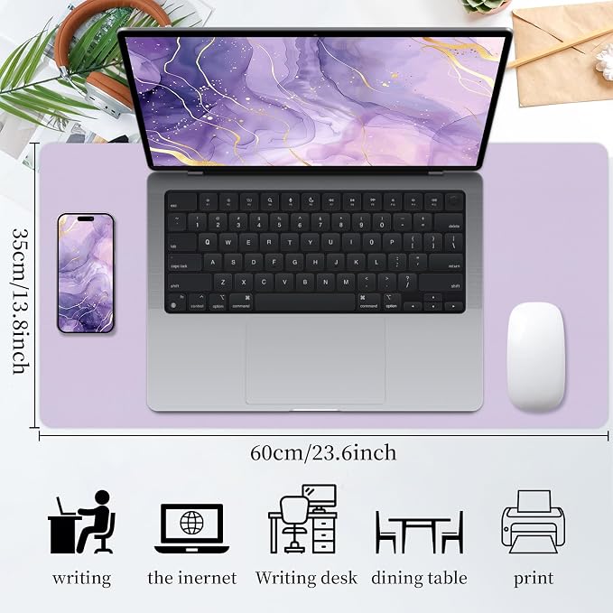 Bloss Purple Desk Mat, Double-Sided Leather Desk Pad, Desk Matt - Image 4