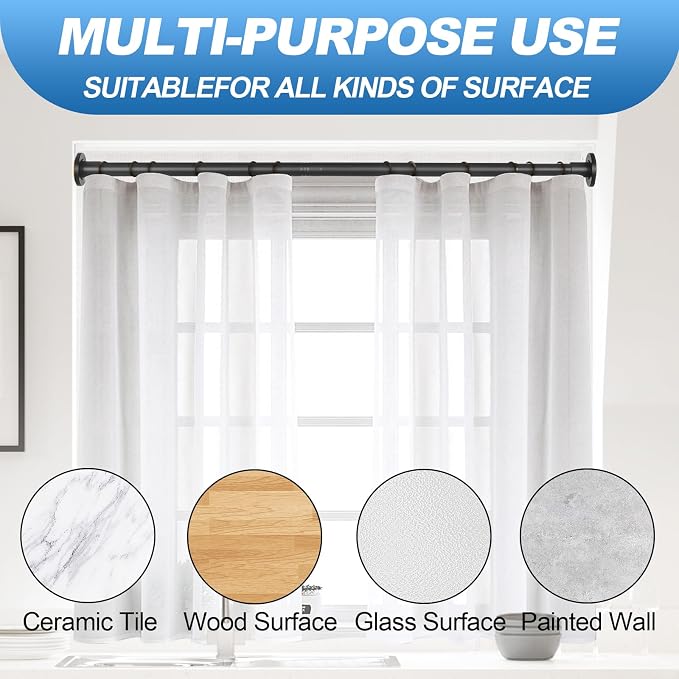 CorkLatta Black Shower Curtain Rod 32 to 43 Inch, 1 Inch Diameter Adjustable - Image 5