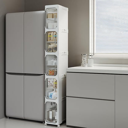 5-Tier Tall Narrow Storage Cabinet, Slim Bathroom Storage Cabinet by Lifelongpal
