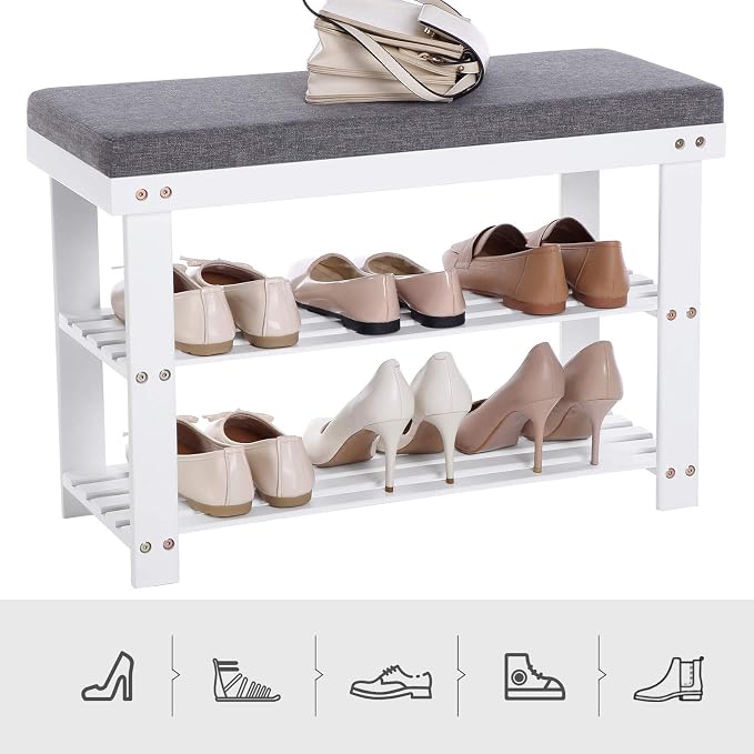 SONGMICS Bamboo Shoe Bench, 3-Tier Shoe Rack Organizer - Image 8