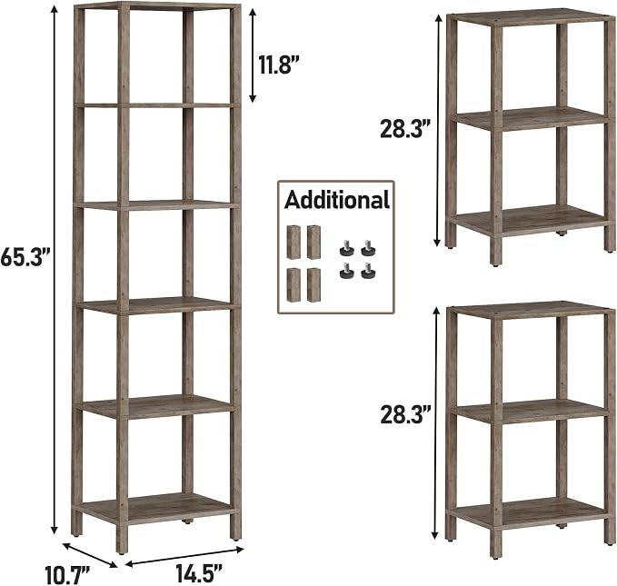 TUTOTAK Bookshelf, 6-Tier Tall Narrow Book Shelf - Image 2