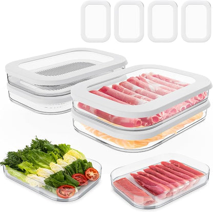 4 Pcs Deli Meat Container for Fridge, Stackable Bacon Lunch Meat Container for by Cecnamt